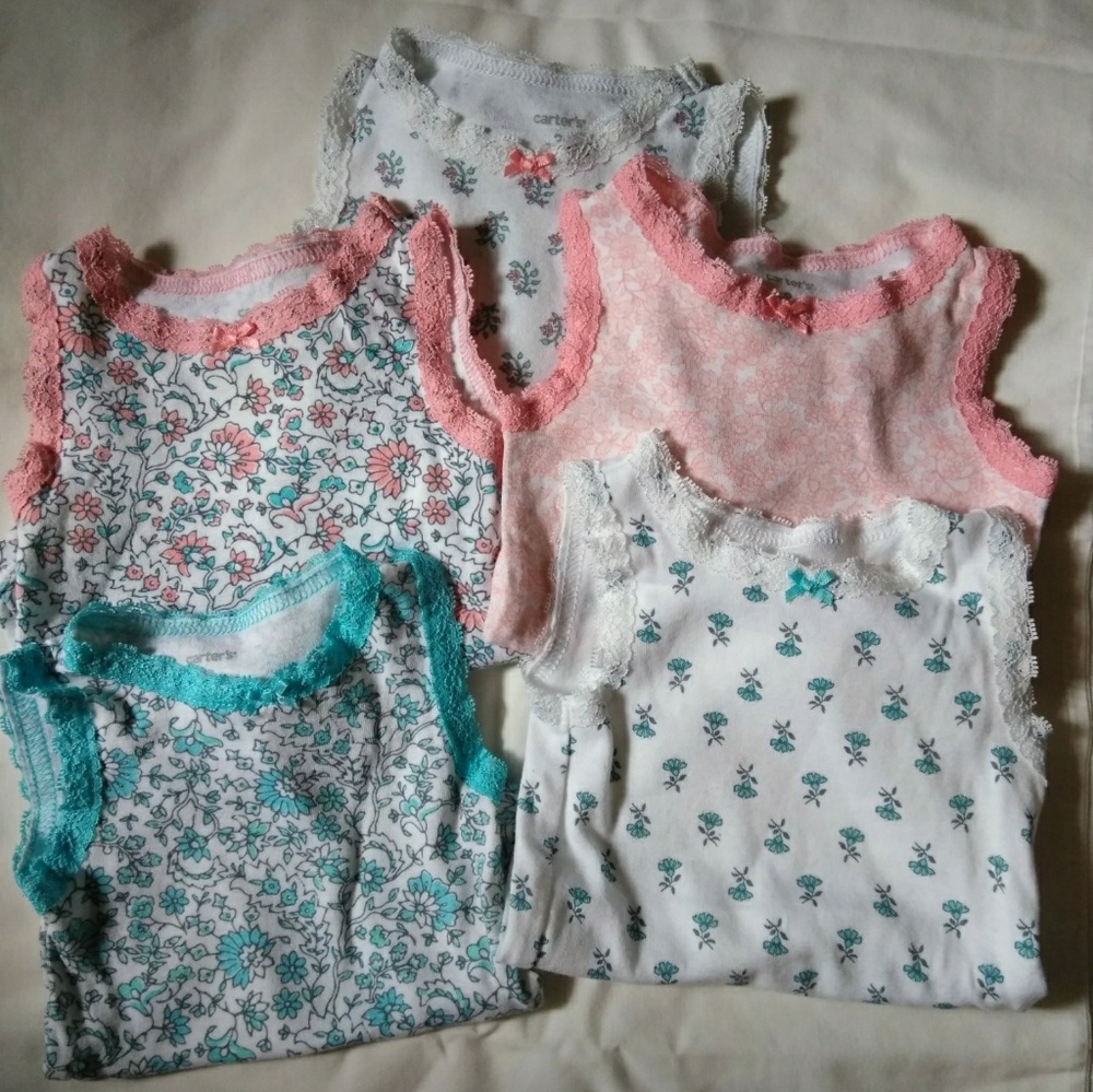 3M Baby Girl Carter's Lace Onesie Bundle of 5